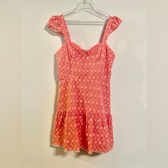 NWT Betsey Johnson Cap Sleeve Eyelet Knit Cotton Dress Duberry Medium - Picture 2 of 7